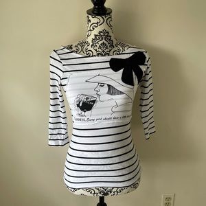 Guinness striped T-shirt with bow “every girl should have a little black drink”